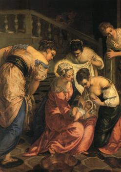 雅格佈 羅佈斯提 丁托列托 The Birth of St John the Baptist detail 雅格佈 羅佈斯提 丁托列托 The Birth of St John the Baptist detail
